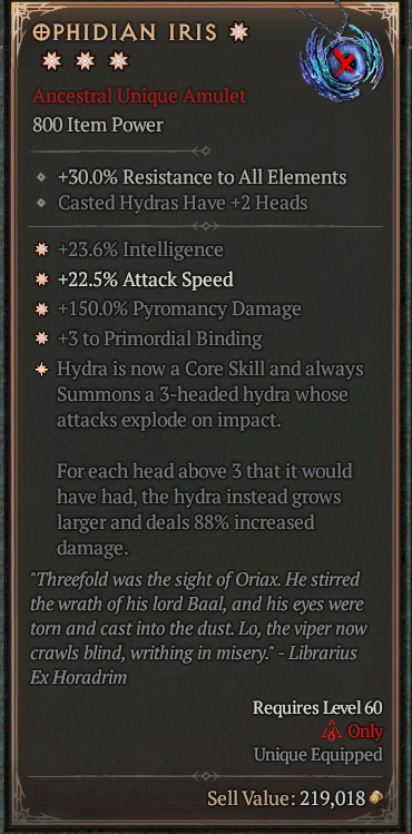 Hydra Sorcerer Build (Senior)